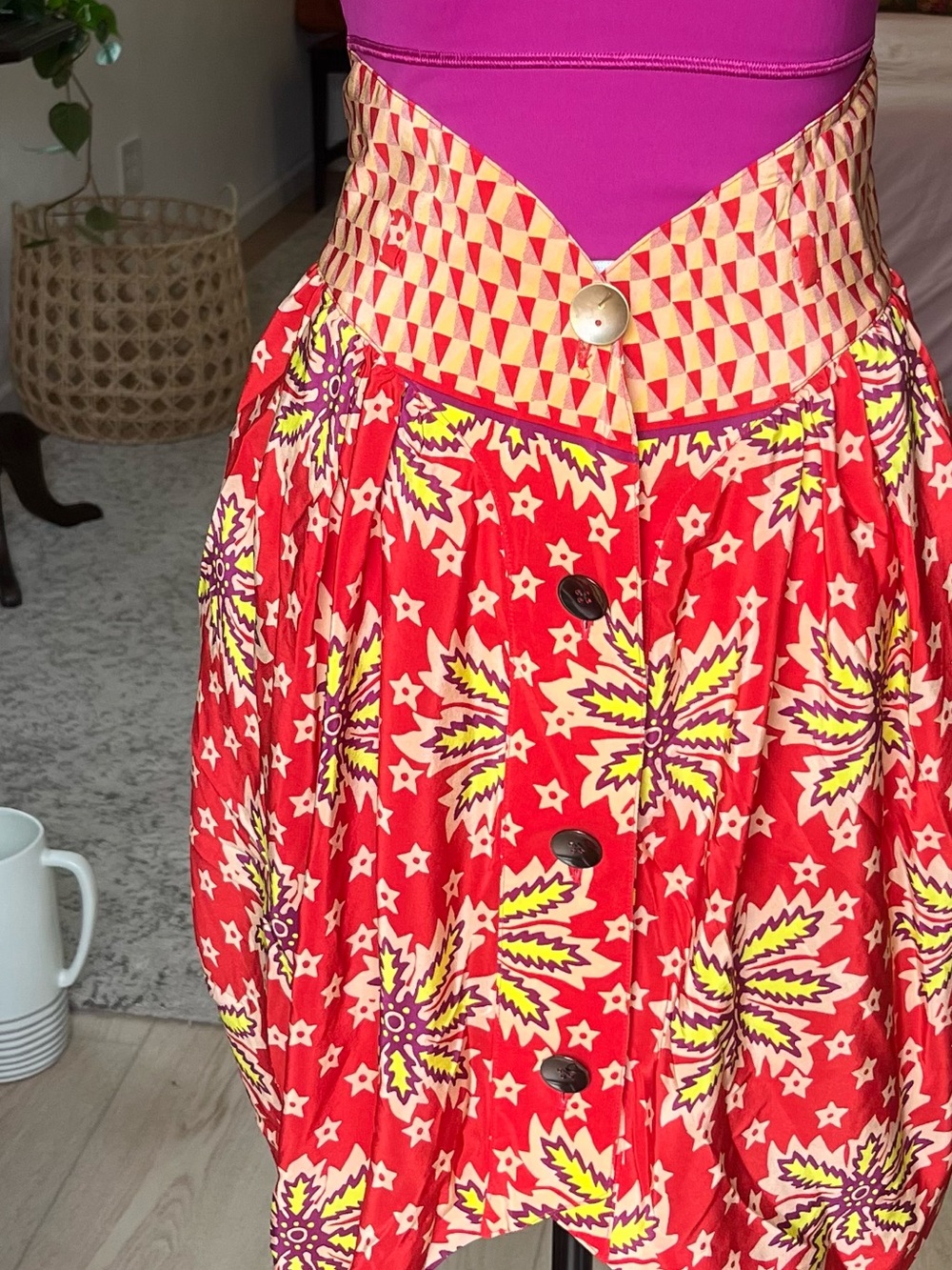 SUNO Sustainable Luxury Women's Skirt Size 4 / Small Red Button Pockets Unique - Picture 12 of 16